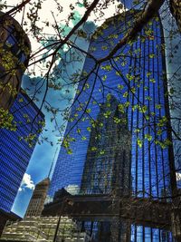 Low angle view of building against blue sky