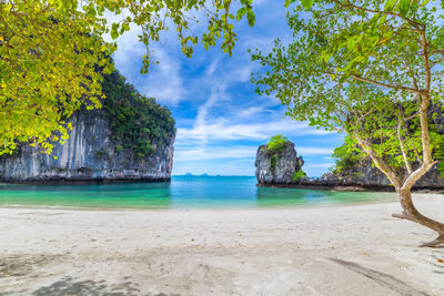 Scenic view of beach against sky