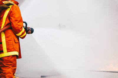 Man working in snow