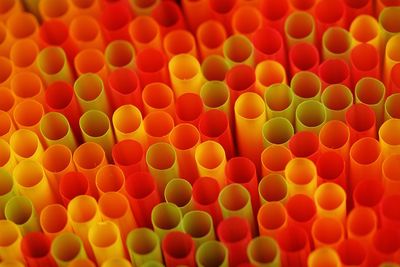 Close-up of multi colored drinking straws