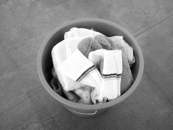 High angle view of food in bowl on table