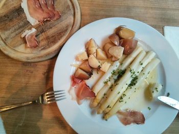 High angle view of meal served in plate