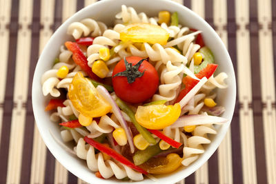 Close-up of salad in bowl on table