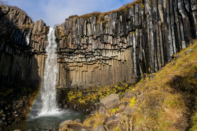 Scenic view of waterfall