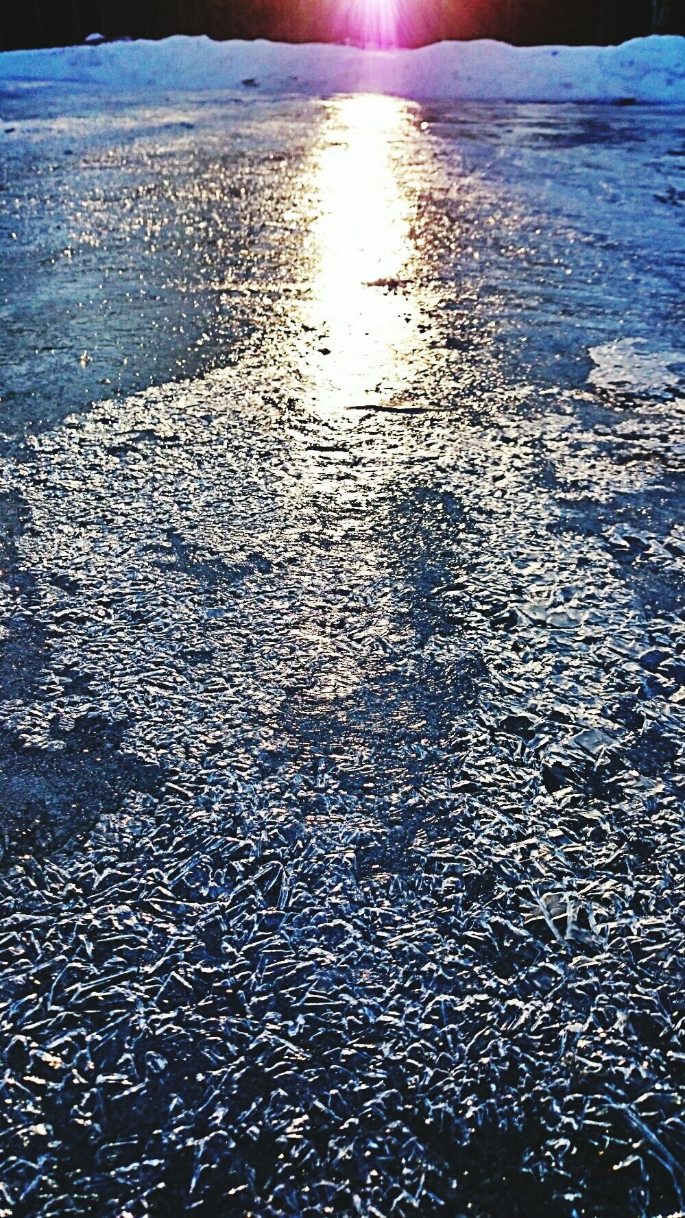 Light reflecting on ice