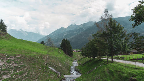 Scenic view of mountains against sky