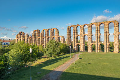 Roman aqueduct called the miracles, merida, extremadura. spain