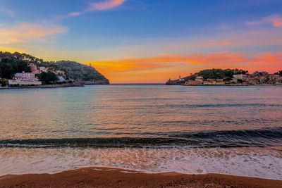 Scenic view of sea against sky during sunset