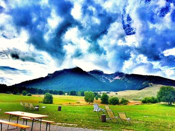 Scenic view of field against sky