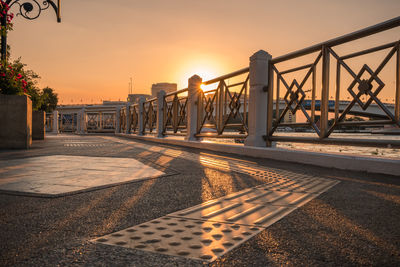 Bridge against sky at sunset