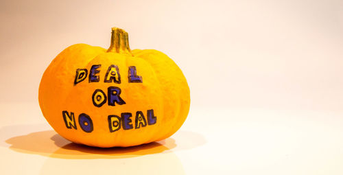 Close-up of pumpkin against white background