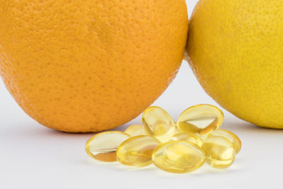 Close-up of orange fruit on table