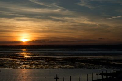 Scenic view of sea at sunset