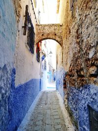 Narrow alley along old buildings