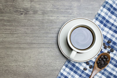 High angle view of coffee on table