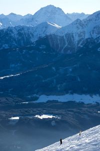 Aerial view of snowcapped mountains 