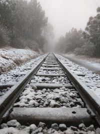 Snow covered railroad track