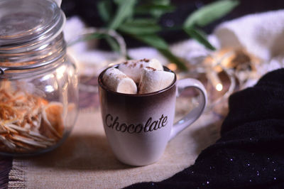 Hot drink chocolate and marshmallow 