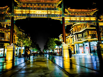 Illuminated building at night