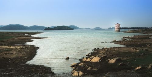 Scenic view of sea against clear sky