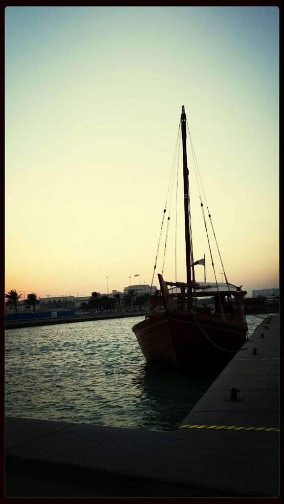 water, sea, clear sky, nautical vessel, transfer print, sunset, transportation, boat, copy space, mode of transport, auto post production filter, horizon over water, tranquility, tranquil scene, beauty in nature, moored, scenics, nature, pier, beach