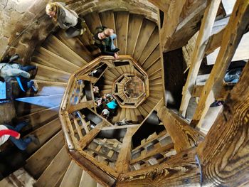 High angle view of people at home