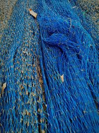 Close-up of blue fishing net