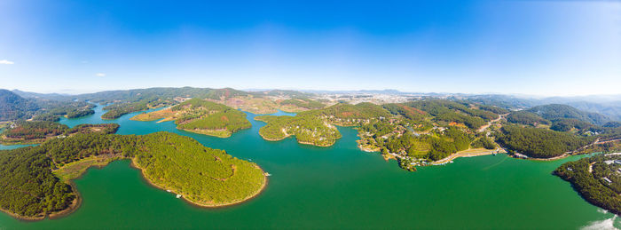 High angle view of lake against sky