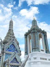 Low angle view of temple building against sky