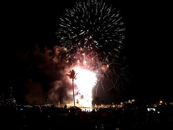 Firework display at night