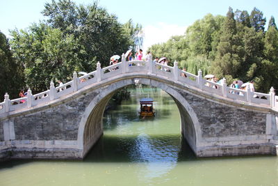 Bridge over river against sky