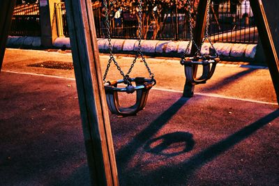 Empty swing in playground