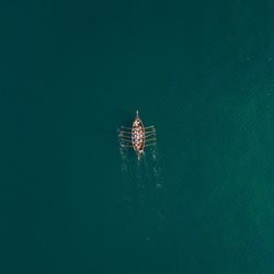 High angle view of ship in water