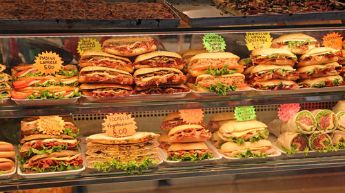 Various food on display at store