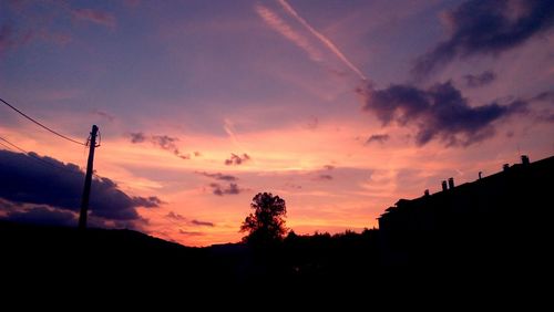 Silhouette of building against sky at dusk