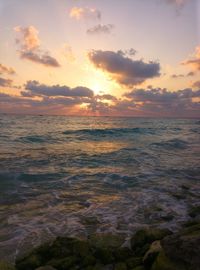 Scenic view of sea during sunset
