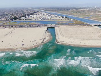 High angle view of bridge over river