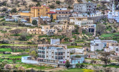 High angle view of buildings in city