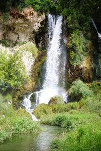 Scenic view of waterfall