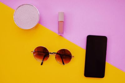 Directly above shot of sunglasses on table