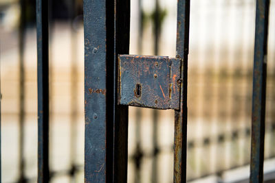 Close-up of metal gate