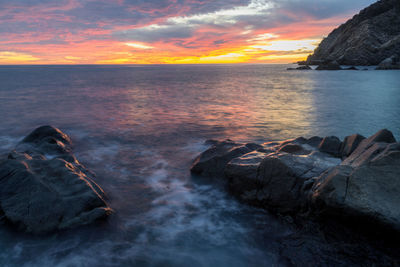 Scenic view of sea against sky during sunset