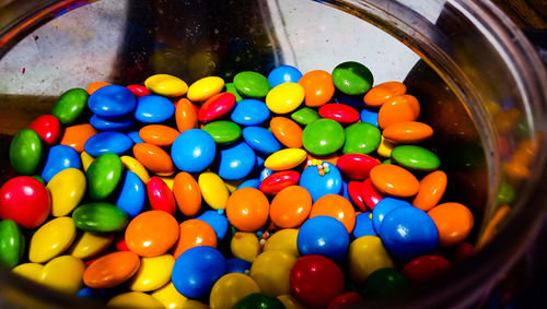 High angle view of colorful candies