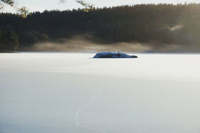 Scenic view of snow on landscape