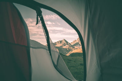 Mountains seen through tent