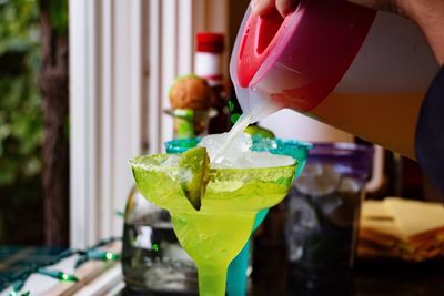 Close-up of drink served on table