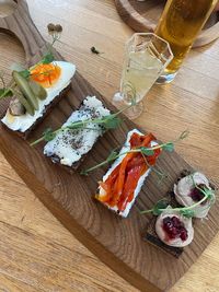 High angle view of food on table