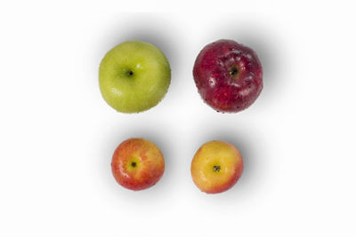 Close-up of apples on apple against white background