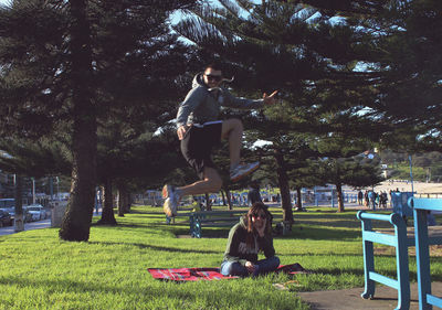 People sitting in park