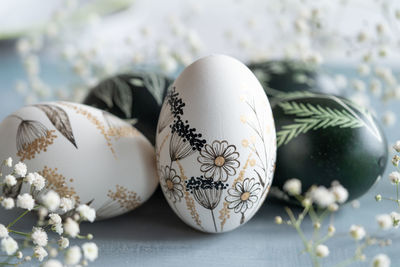 Close-up of christmas decorations on table